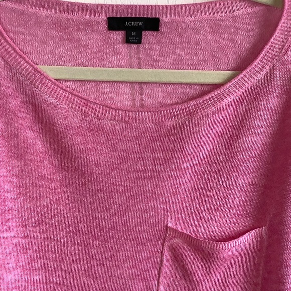 EUC- J. Crew Geranium Linen Sweater w/ pocket, Medium - Picture 2 of 9
